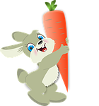 rabbit, carrot, cartoon rabbit