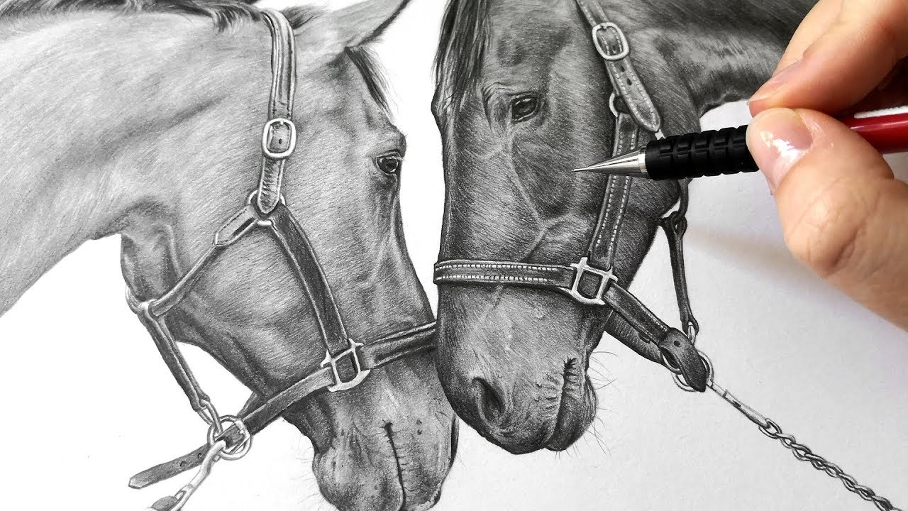 Pastel Art of Three Horses